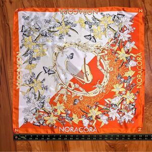 NORACORA Orange Silk Scarf 💗 excellent condition 💗 22 x 22